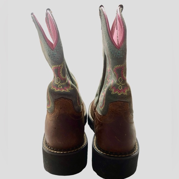 ARIAT Women’s Fatbaby Thunderbird Powder Brown/Teal/Pink Western Boots Size 8.5 - Picture 6 of 16